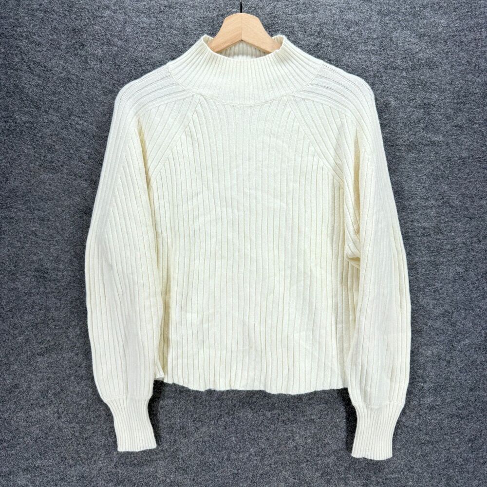 Cyrus Sweater Pullover Women M Medium Beige Knit Long Sleeve High Neck Rayon
